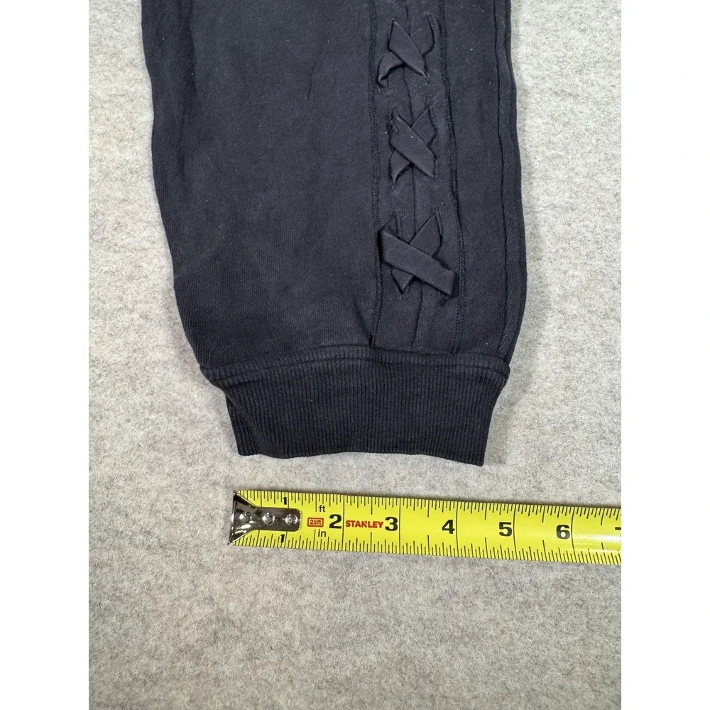 Lululemon Pants Womens 6 Black French Terry Jogger Lace Up Sides Ankle Pockets